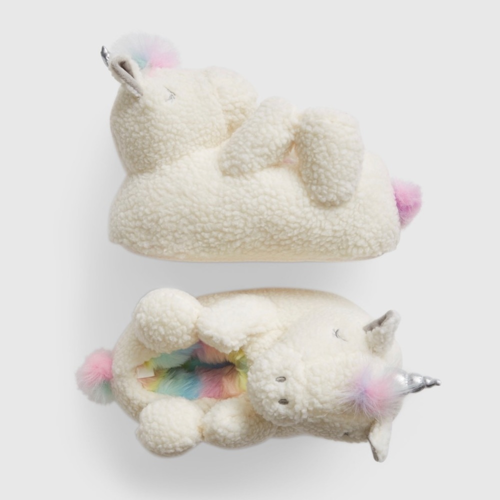 🆕 NWT! Gap Kids Cozy Unicorn Sherpa Slippers Girls Sz 1/2